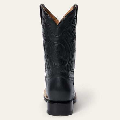 Men's Stetson Garrett Boots handcrafted black square toe leather boots with 11-inch shaft and leather sole
