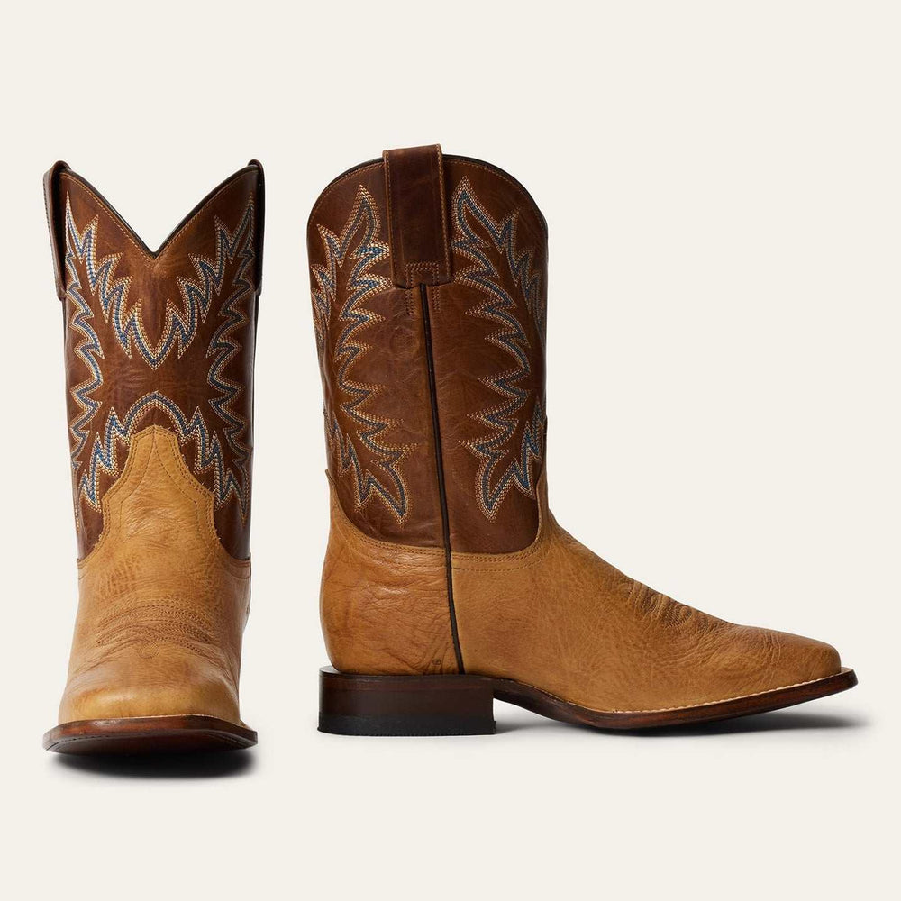 Men's Stetson Cole Boots Square Toe Handcrafted Tan