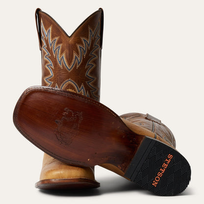 Men's Stetson Cole Boots Square Toe Handcrafted Tan