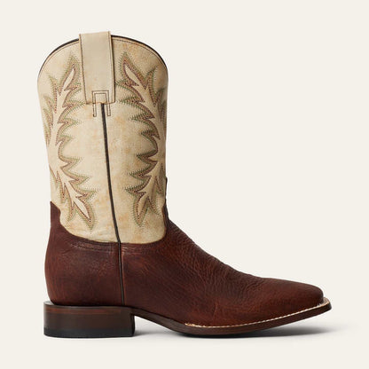 Men's Stetson Cole Boots handcrafted brown square toe leather western boots