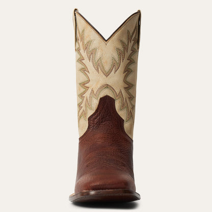 Men's Stetson Cole Boots handcrafted brown square toe leather western boots