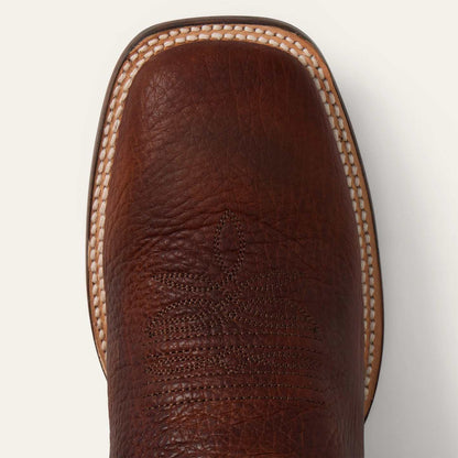 Men's Stetson Cole Boots handcrafted brown square toe rustic cognac leather