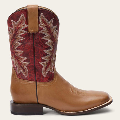 Men's Stetson Cole Boots handcrafted tan square toe leather western boots
