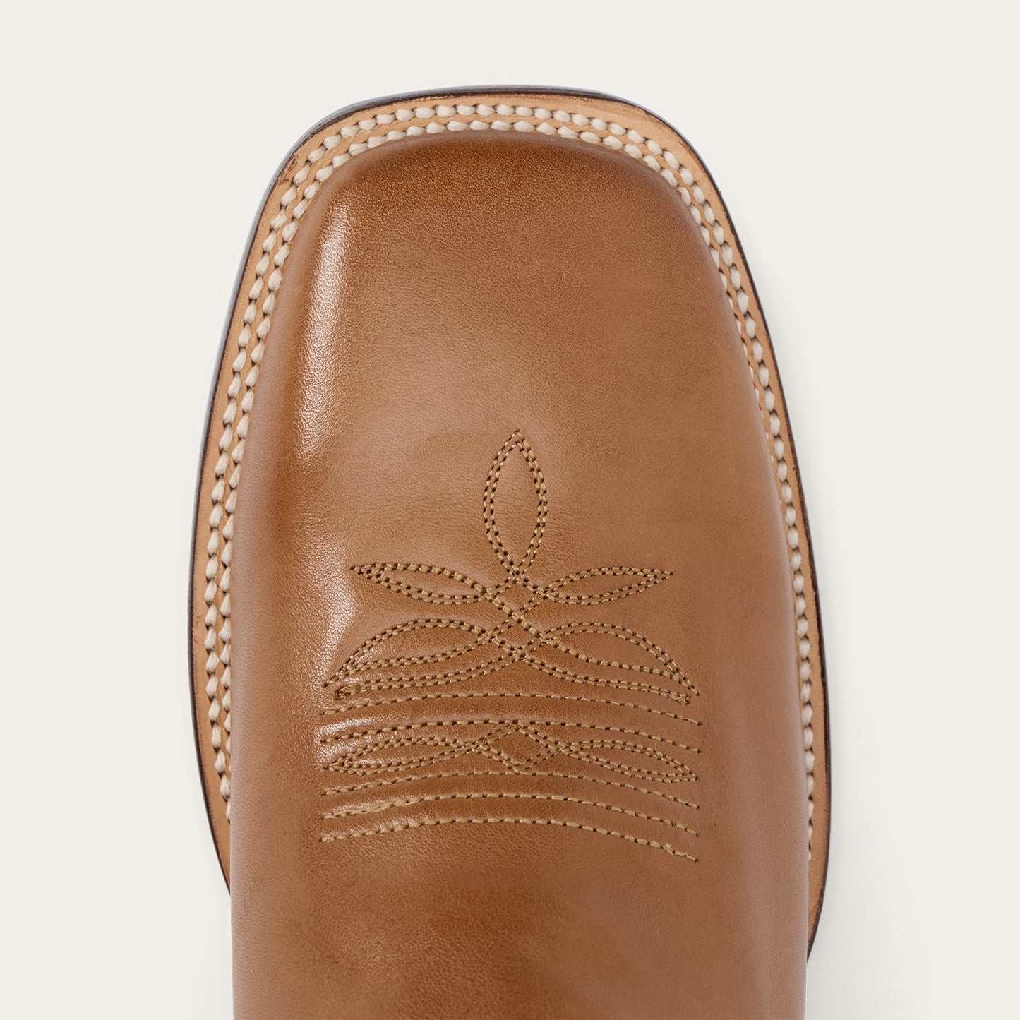 Men's Stetson Cole Boots handcrafted tan leather with square toe and 11" waxy red shaft