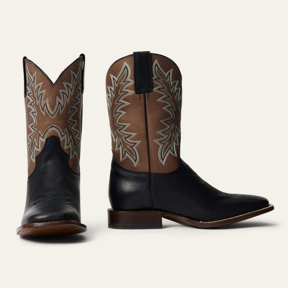 Stetson Cole Boots für Herren, quadratische Zehenpartie, handgefertigt, Schwarz