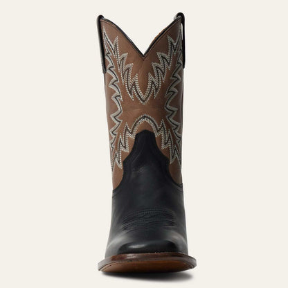 Men's Stetson Cole Boots handcrafted black square toe leather western boots