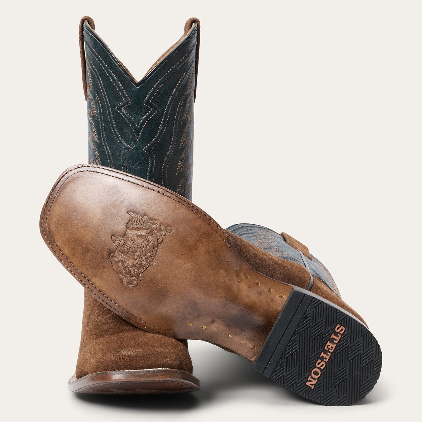 Men's Stetson Tripp Leather Boots Handcrafted Square Toe Brown