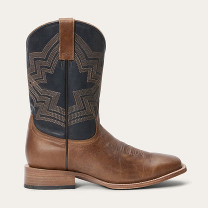 Men's Stetson Grady Leather Boots Handcrafted Square Toe Tan