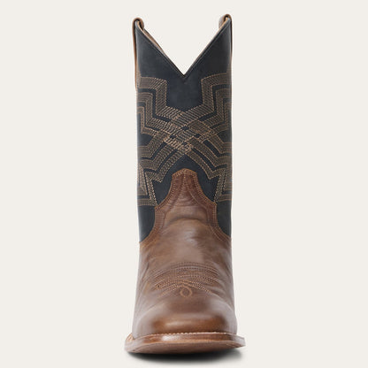 Men's Stetson Grady Leather Boots Handcrafted Square Toe Tan