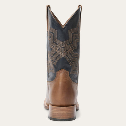 Men's Stetson Grady Leather Boots Handcrafted Square Toe Tan