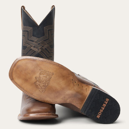 Men's Stetson Grady Leather Boots Handcrafted Square Toe Tan