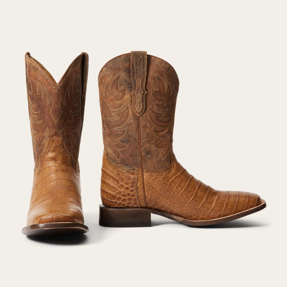 Stetson Aces Alligator Boots für Herren, handgefertigt, geölt, hellbraun