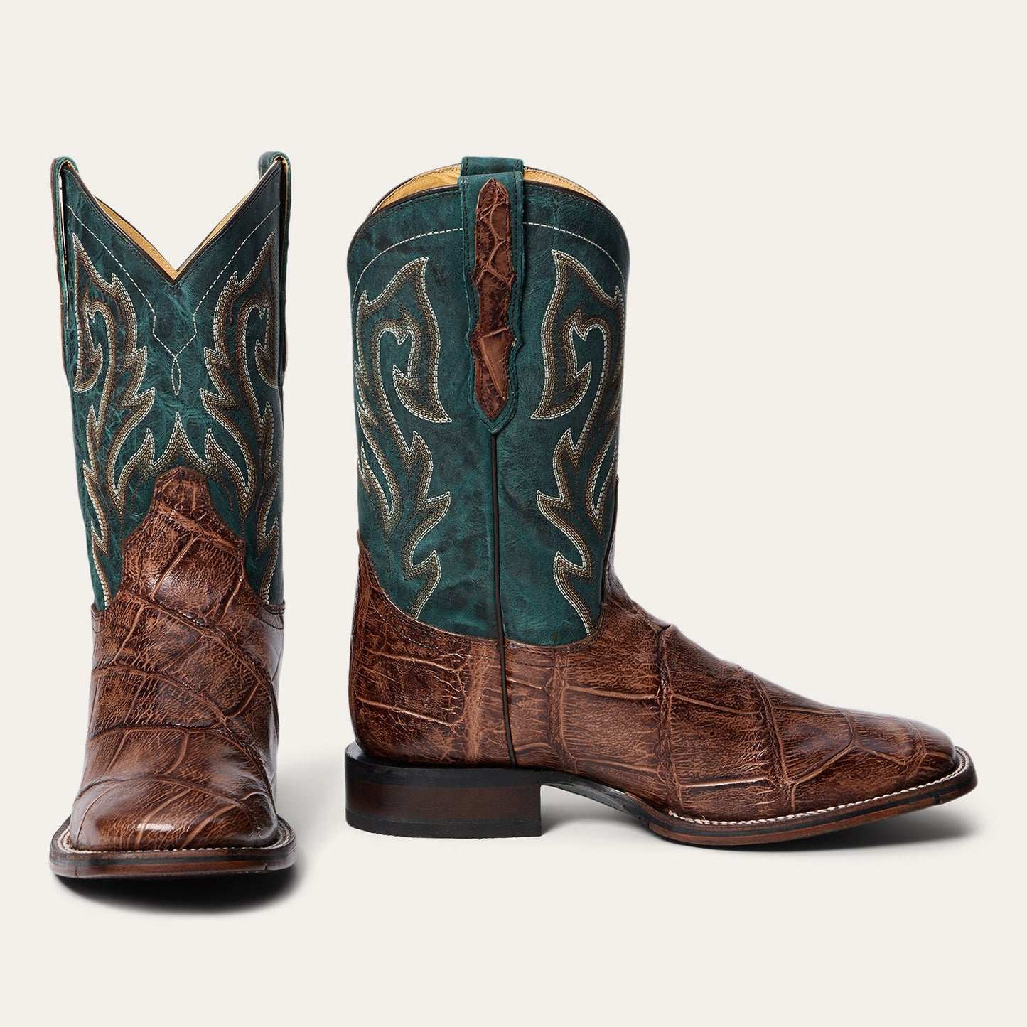 Men's Stetson Alligator Tru-x System Boots handcrafted brown square toe vintage style