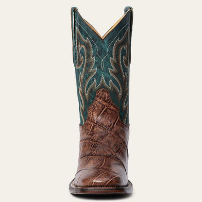 Men's Stetson Alligator Tru-x System Boots handcrafted brown square toe vintage design