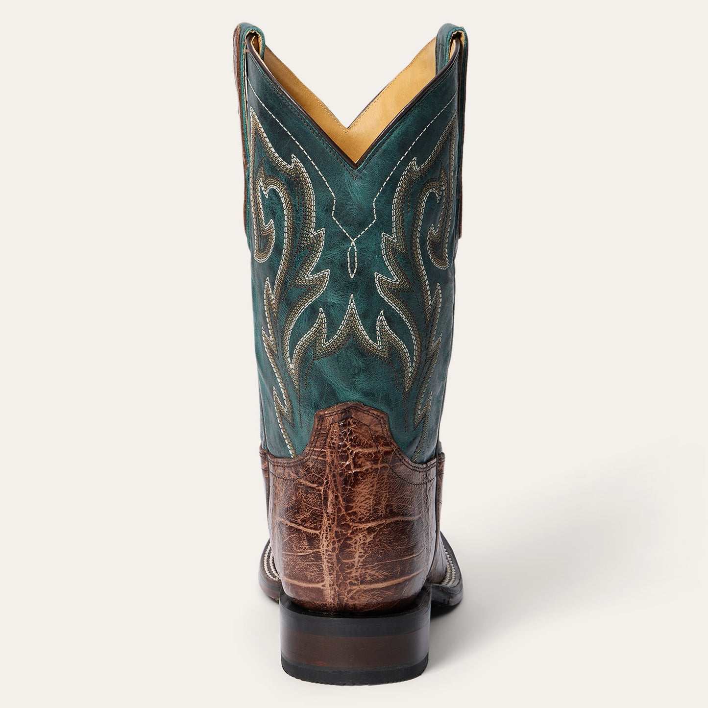 Men's Stetson Alligator Tru-x System Boots Handcrafted Brown with square toe and waxy blue leather shaft