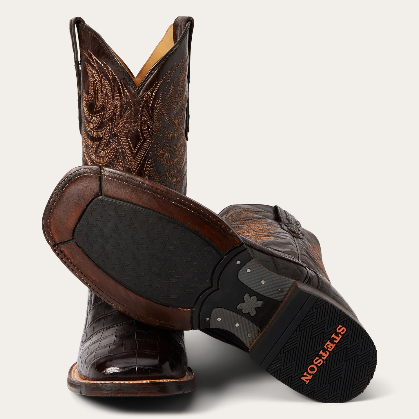 Men's Stetson Aces Alligator Tru-x System Boots Handcrafted Brown
