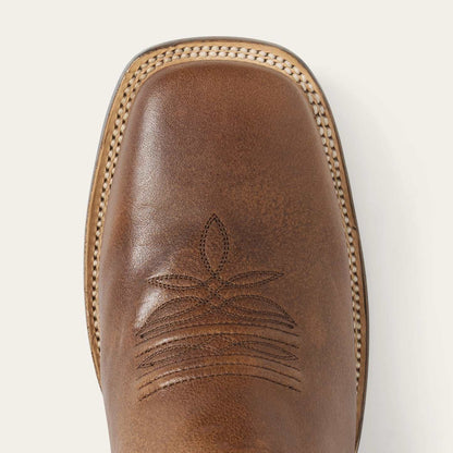 Men's Stetson Laramie Leather Boots Handcrafted Square Toe Brown