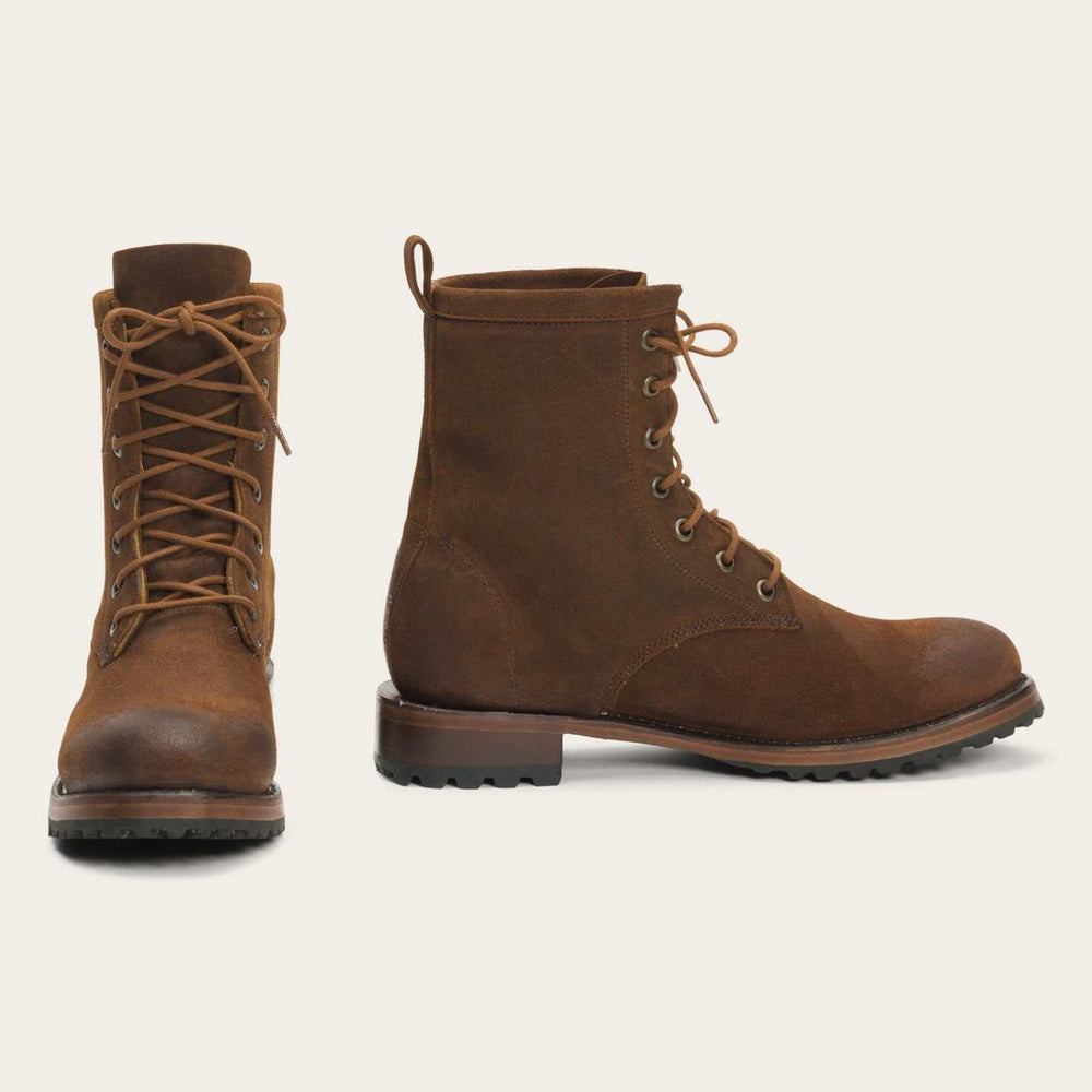 Women's Stetson Sam Suede Leather Boots Handcrafted Brown