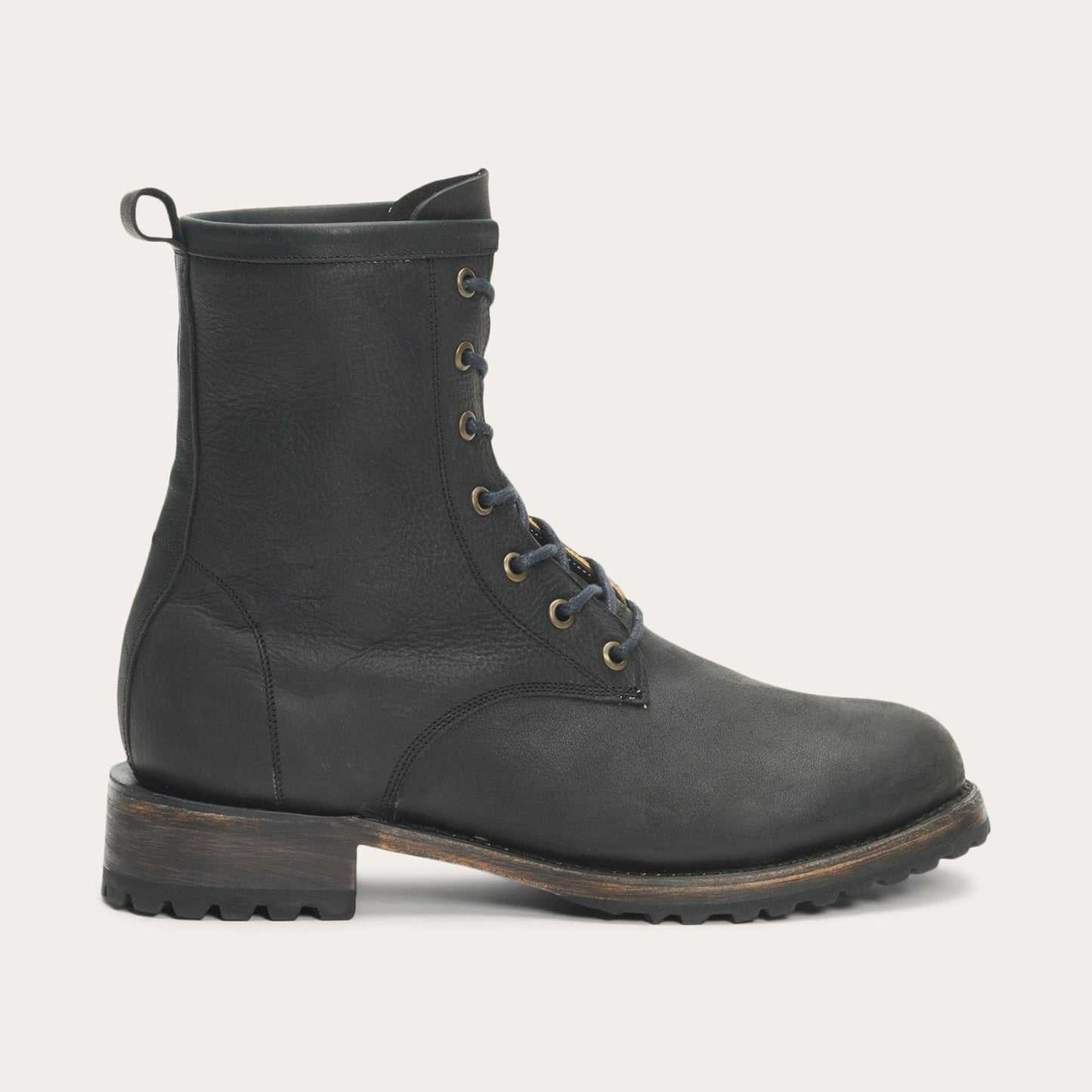 Women's Stetson Sam Leather Boots black lace-up with 7" shaft and lug sole