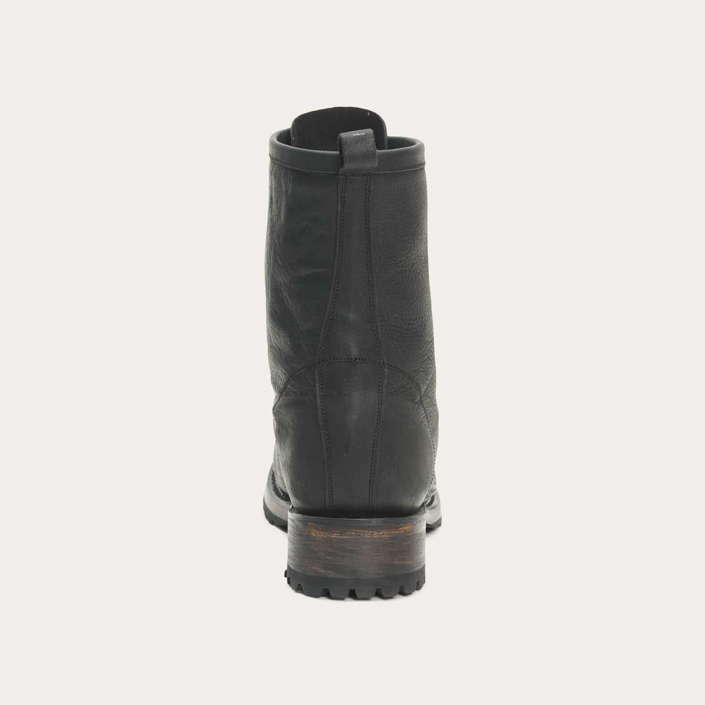 Women's Stetson Sam Black Leather Boots with 7" Lace-Up Shaft and Lug Sole