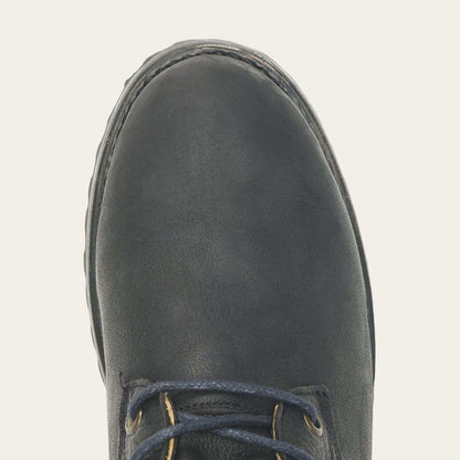 Women's Stetson Sam Leather Boots black handcrafted lace-up round toe with lug sole