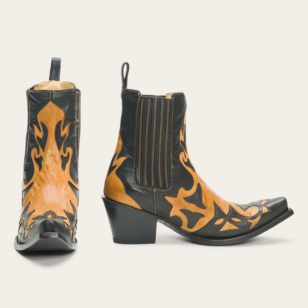 Damen Stetson Cici Lederstiefel Handgefertigt Schwarz
