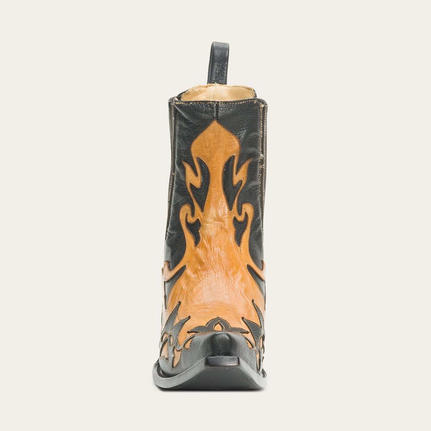 Women's Stetson Cici Leather Boots handcrafted black cowboy boots with 7-inch shaft and unique inlays