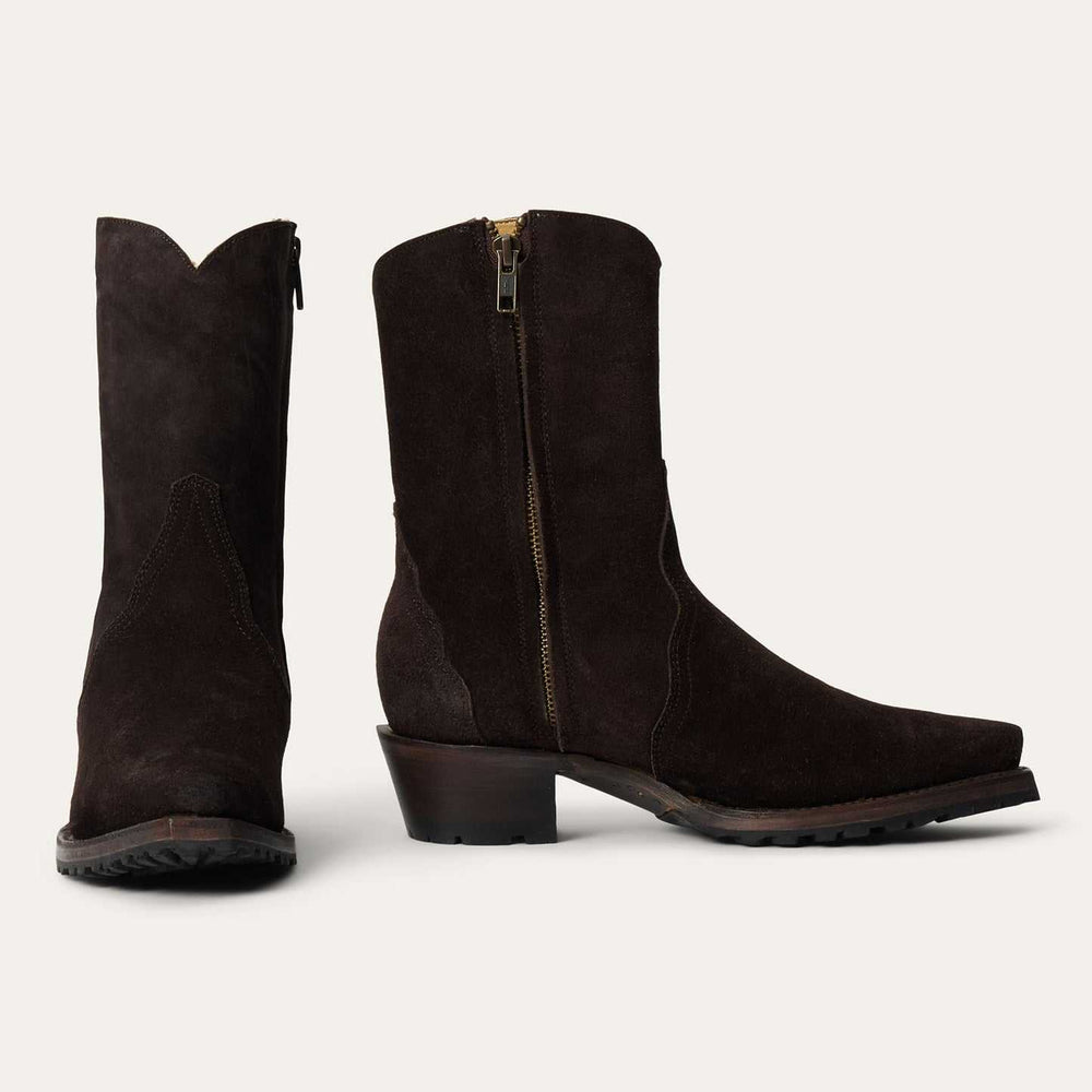 Women's Stetson Daphne Suede Ankle Leather Boots Snip Toe Handcrafted Brown