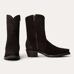 Women's Stetson Daphne Suede Ankle Leather Boots Snip Toe Handcrafted Brown
