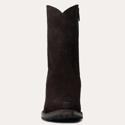 Women's Stetson Daphne Suede Brown Ankle Leather Boots with Snip Toe and Lug Sole