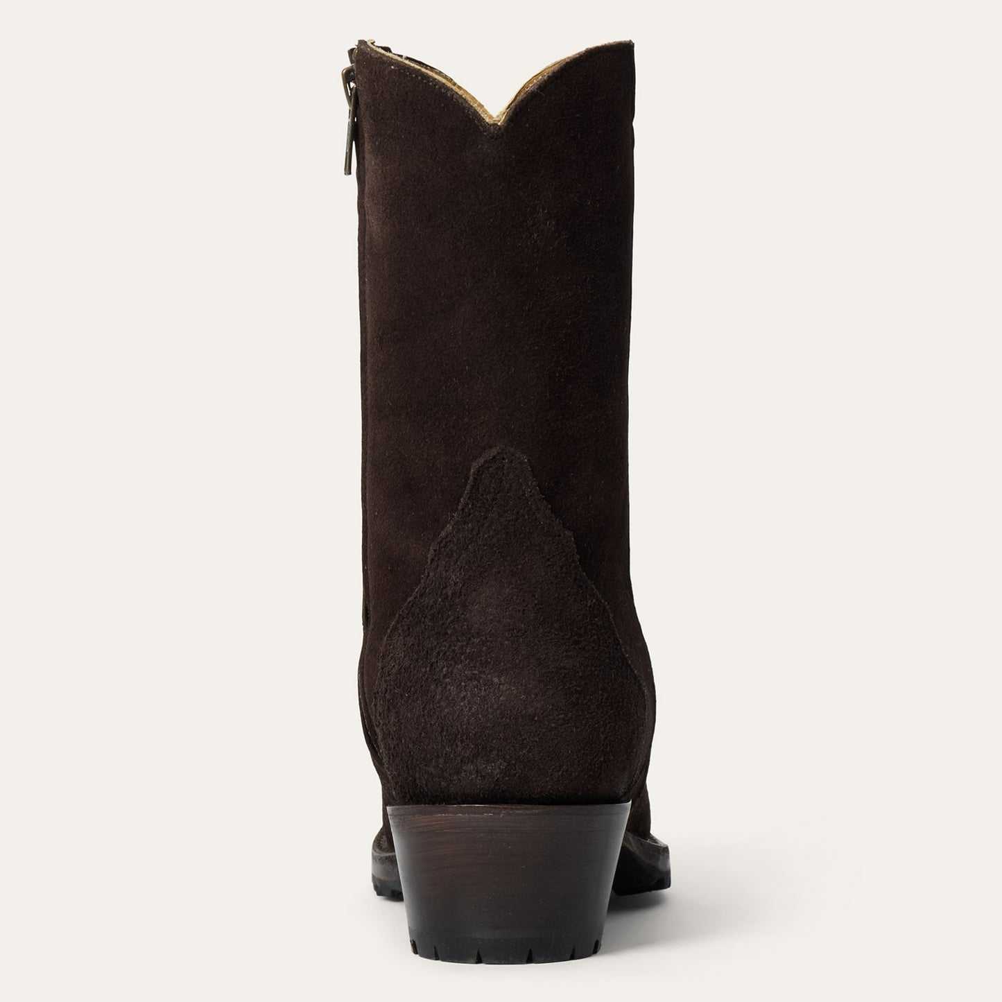 Women's Stetson Daphne suede ankle leather boots in brown with snip toe and stacked heel
