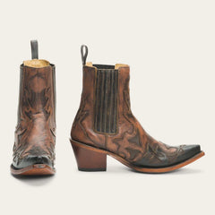 Botas de piel para mujer Stetson Cici hechas a mano en color marrón