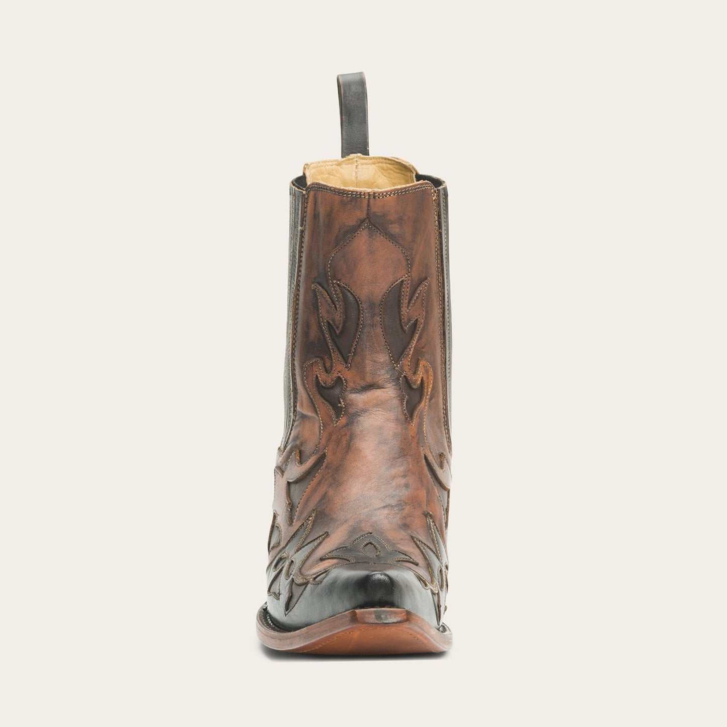 Women's Stetson Cici handcrafted brown leather cowboy boots with 7" shaft and unique inlays
