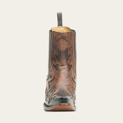 Women's Stetson Cici handcrafted brown leather cowboy boots with 7" shaft and unique inlays