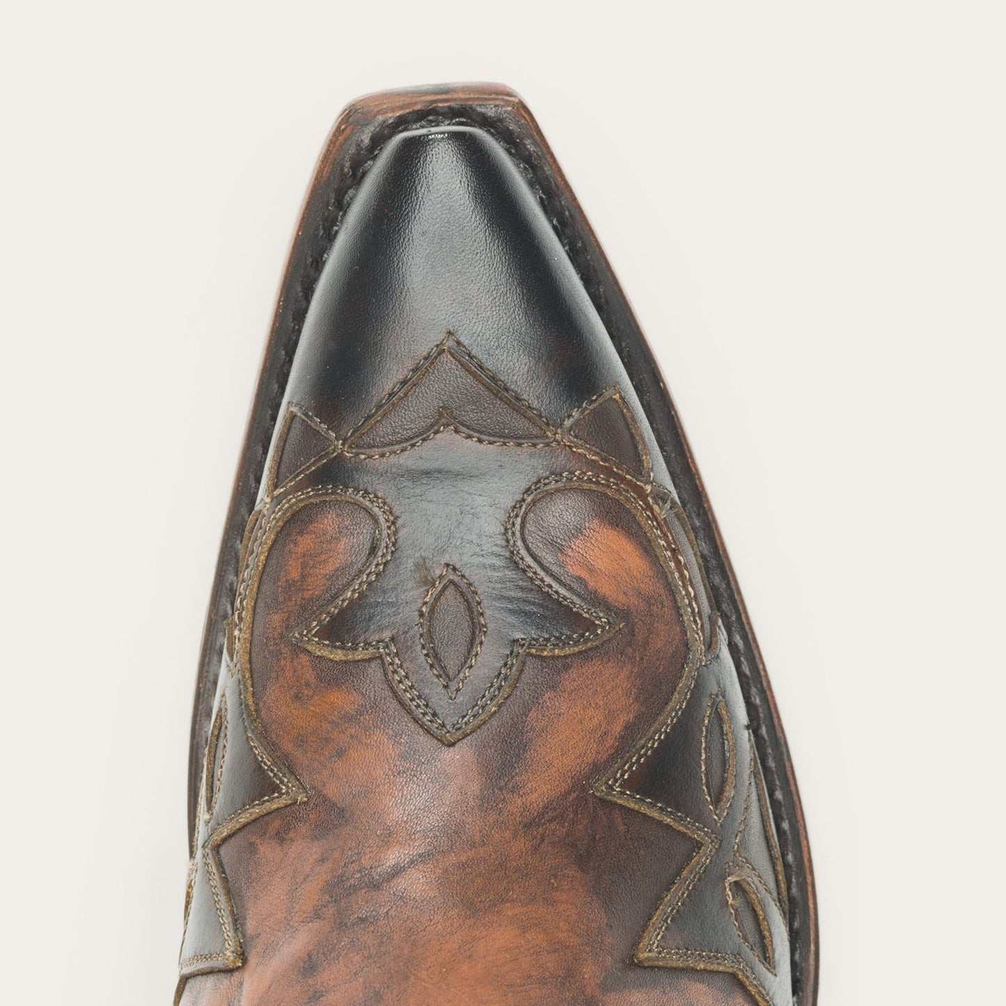 Women's Stetson Cici handcrafted brown leather cowboy boots with 7" shaft and unique inlays