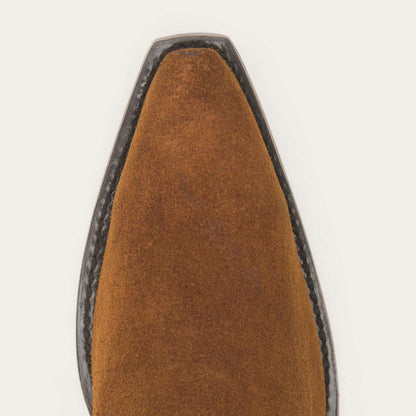 Women's Stetson Halle handcrafted brown leather boots with 7" shaft and fringe detail