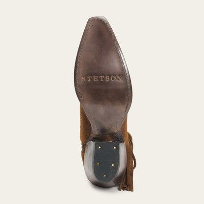 Women's Stetson Halle Leather Boots brown suede with 7-inch shaft and vintage finish
