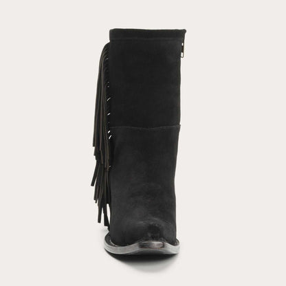 Women's Stetson Halle Leather Boots black suede with 7-inch shaft and vintage finish
