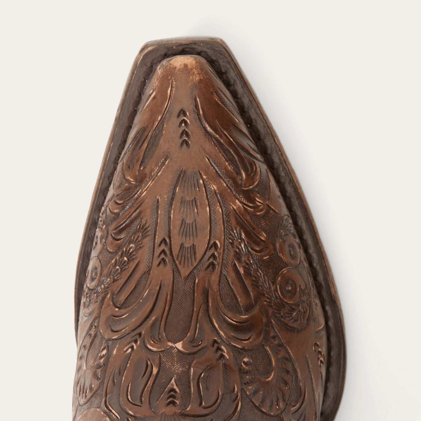 Women's Stetson Aviana leather boots handcrafted brown with unique tooled design and stacked heel