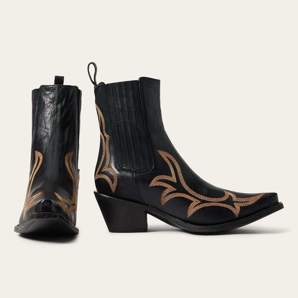 Women's Stetson Greta Ankle Leather Boots Handcrafted Black
