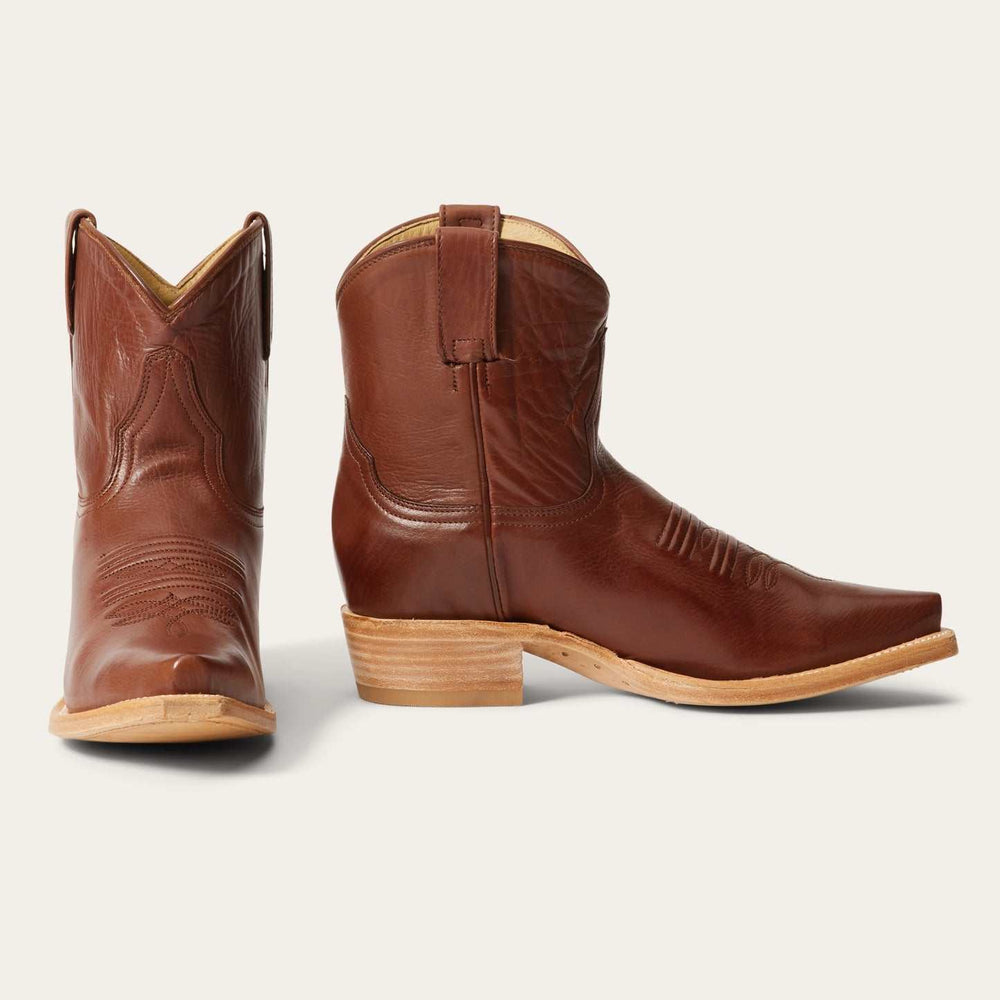 Women's Stetson Riley Ankle Leather Boots Handcrafted Cognac
