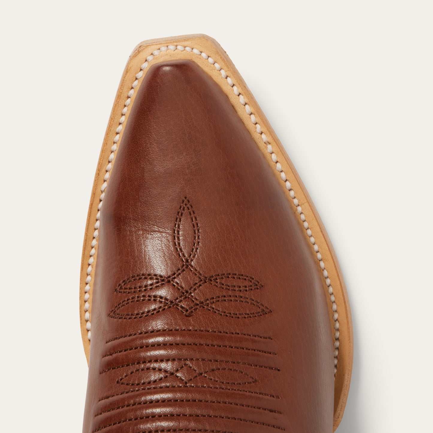 Women's Stetson Riley ankle leather boots in cognac with handcrafted details and stacked heel
