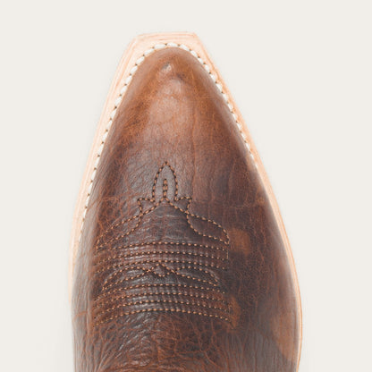 Women's Stetson Toni Bison Leather Boots Handcrafted Brown