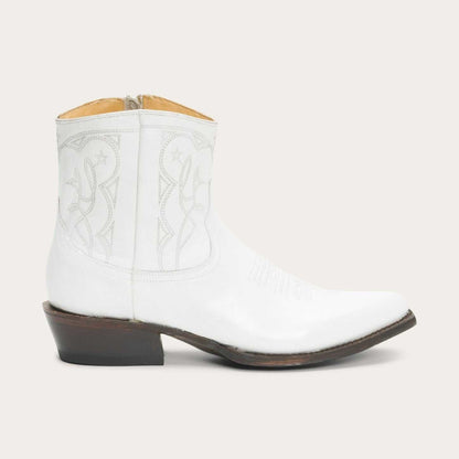 Women's Stetson Anika white leather boots with 5" shaft and YKK zipper