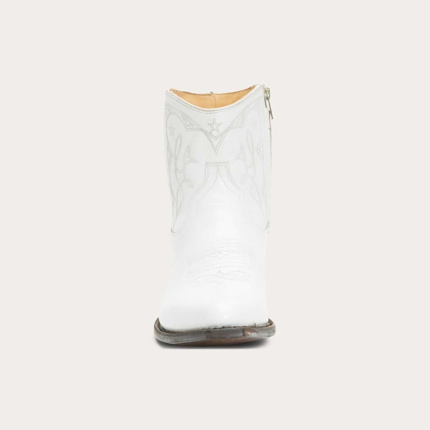 Women's Stetson Anika white leather boots handcrafted with 5" shaft and stacked heel