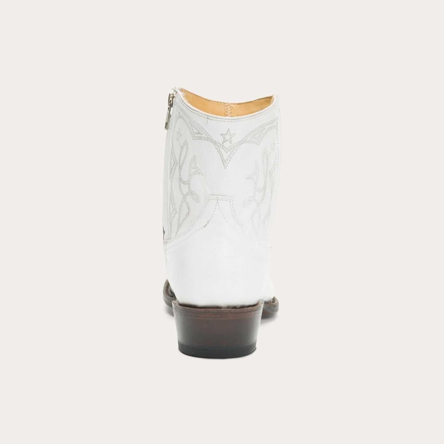 Women's Stetson Anika handcrafted white leather boots with 5" shaft and brass nail construction