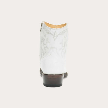 Women's Stetson Anika handcrafted white leather boots with 5" shaft and brass nail construction