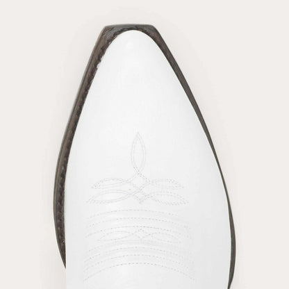 Women's Stetson Anika handcrafted white leather boots with 5" shaft and brass nail construction