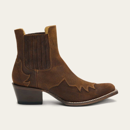 Women's Stetson Kaia leather boots in brown with 5" shaft and stacked heel