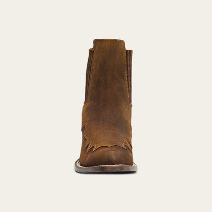 Women's Stetson Kaia Leather Boots brown suede with 5-inch shaft and stacked heel handcrafted